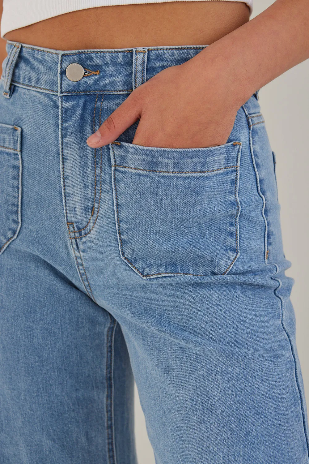Light Blue High - Rise Wide - Leg Jeans