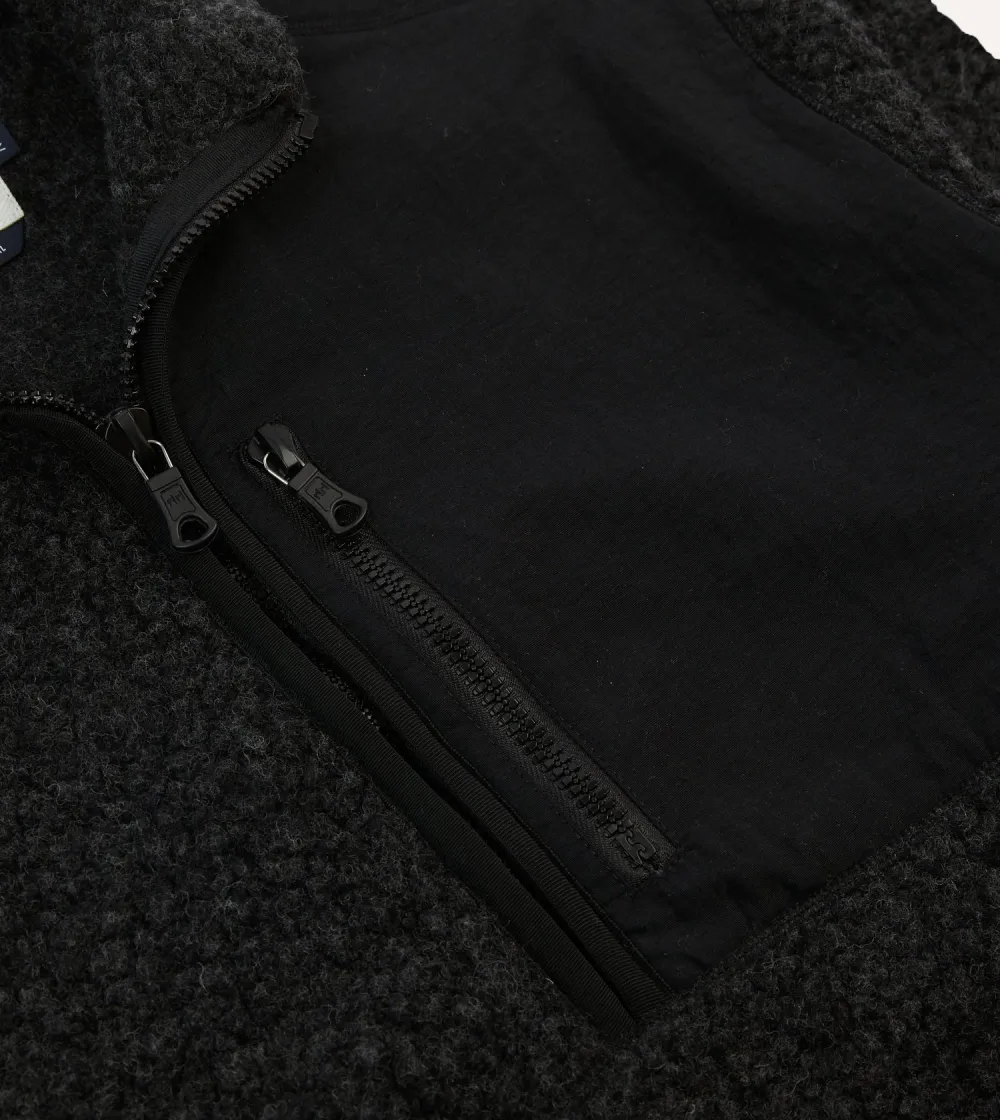 Casual Style Grey Boucle Wool Half-Zip Fleece Jackets