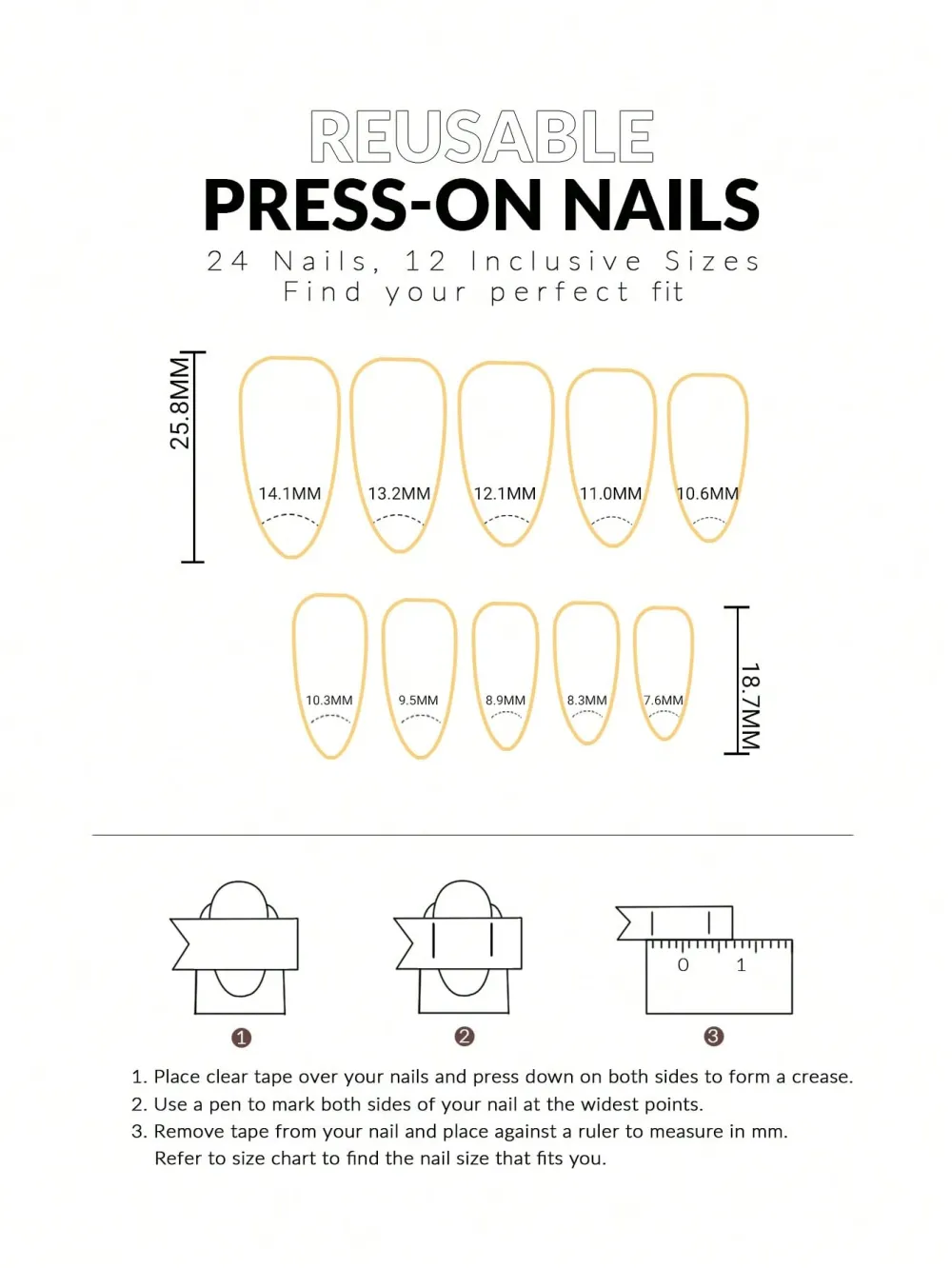 Nailhour Minimalist 24Pcs Daily Office Nude Gold French Press On Nails