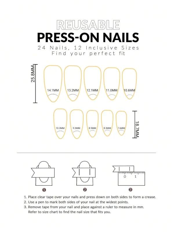 Nailhour Minimalist 24Pcs Daily Office Nude Gold French Press On Nails