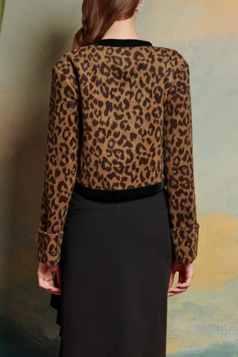 Leopard Crew Neck Cardigans