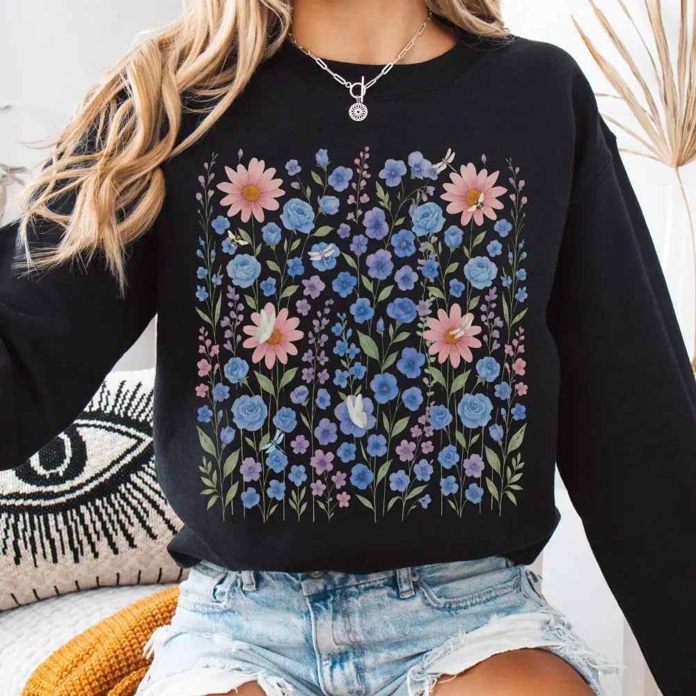 Blue Wildflower Sweatshirt