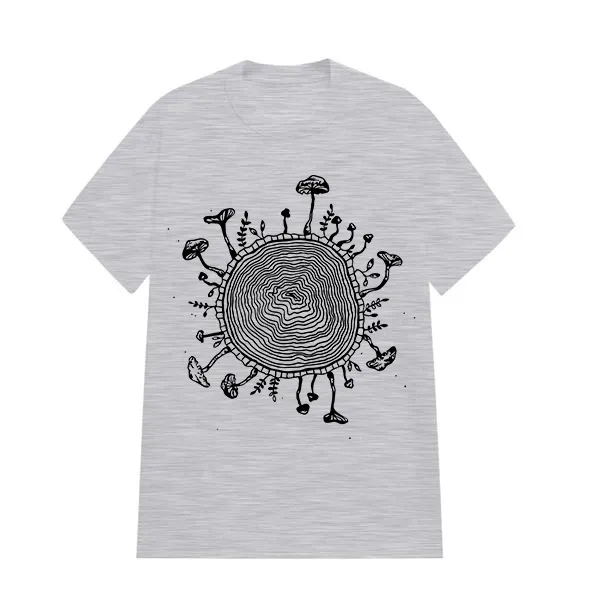 Mushroom Designed Pattern Printed T-Shirt