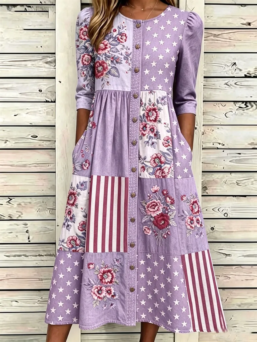 Women'S Casual American Independence Day Print Art Casual Dress