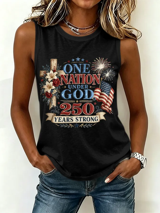 Women'S America Flag Printed Tank Top