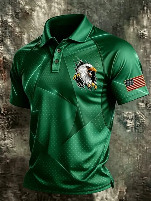 Men'S Independence Day Print Casual Polo Shirt