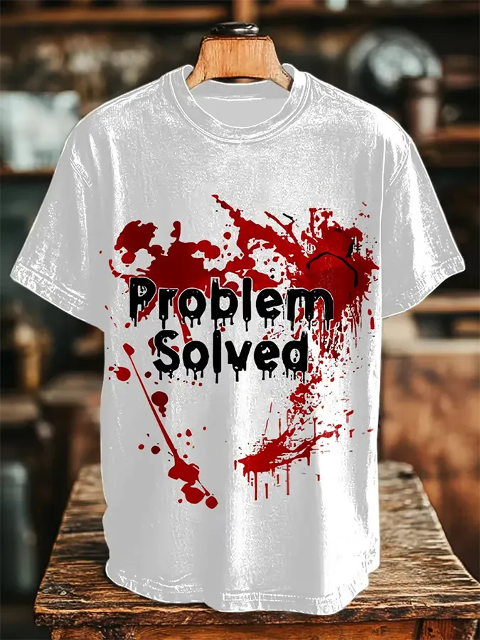 Men'S Bloody Problem Solved Printed Casual T-Shirt