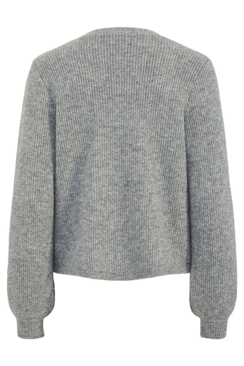 Grey Tie Front V-Neck Knit Cardigans