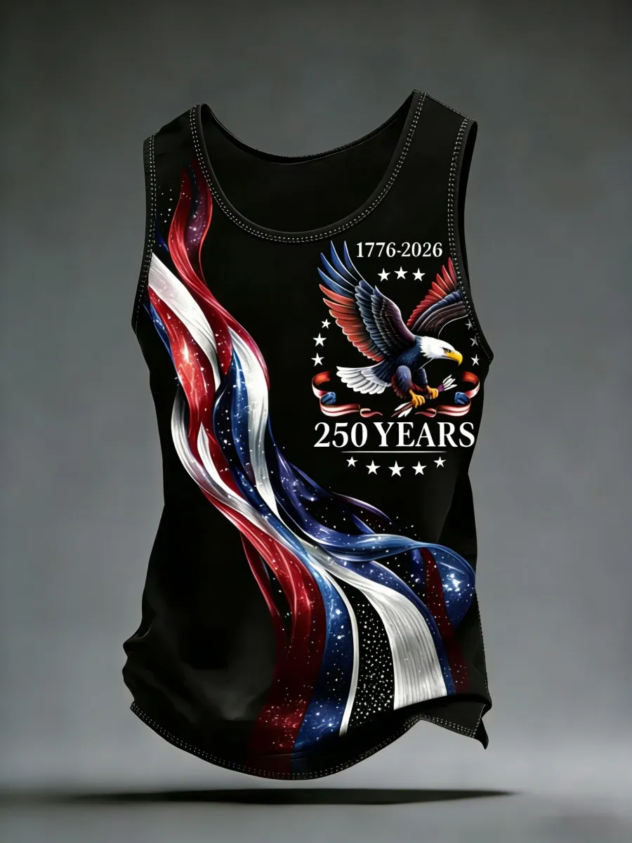 Retro American 250th Anniversary Print Men's Tank Top