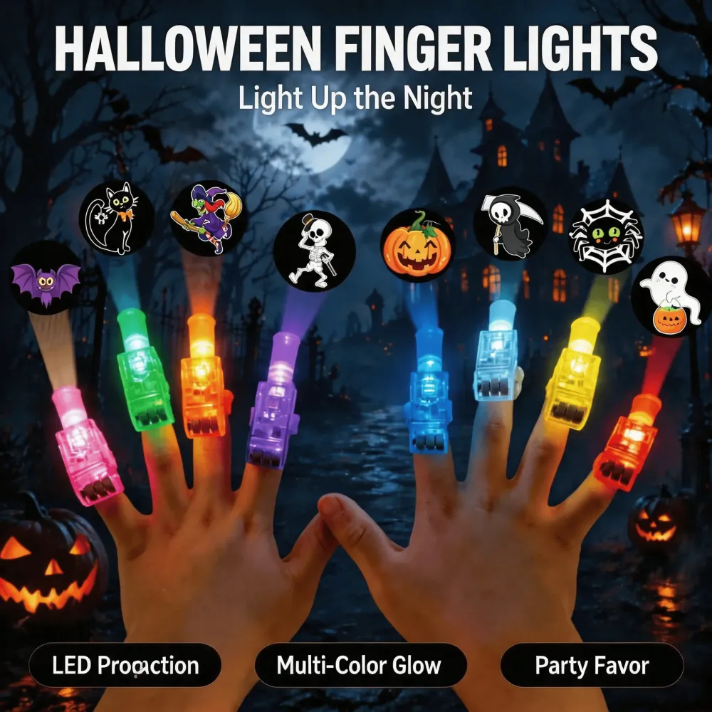 Halloween LED Projection Finger Lights 8pcs/16pcs/24pcs/32pcs