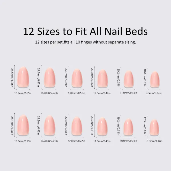 Nailhour 24Pcs Nude French Floral Medium Almond Press On Nails