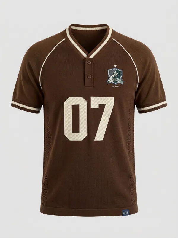 Men's Athletic Club Number 07 Printed V-neck Jersey Shirt