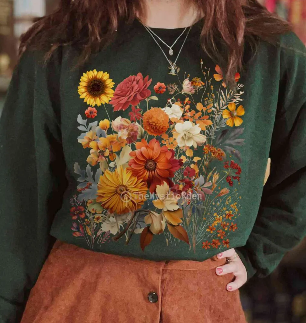 Cottagecore Fall Aesthetic Floral Sweatshirt