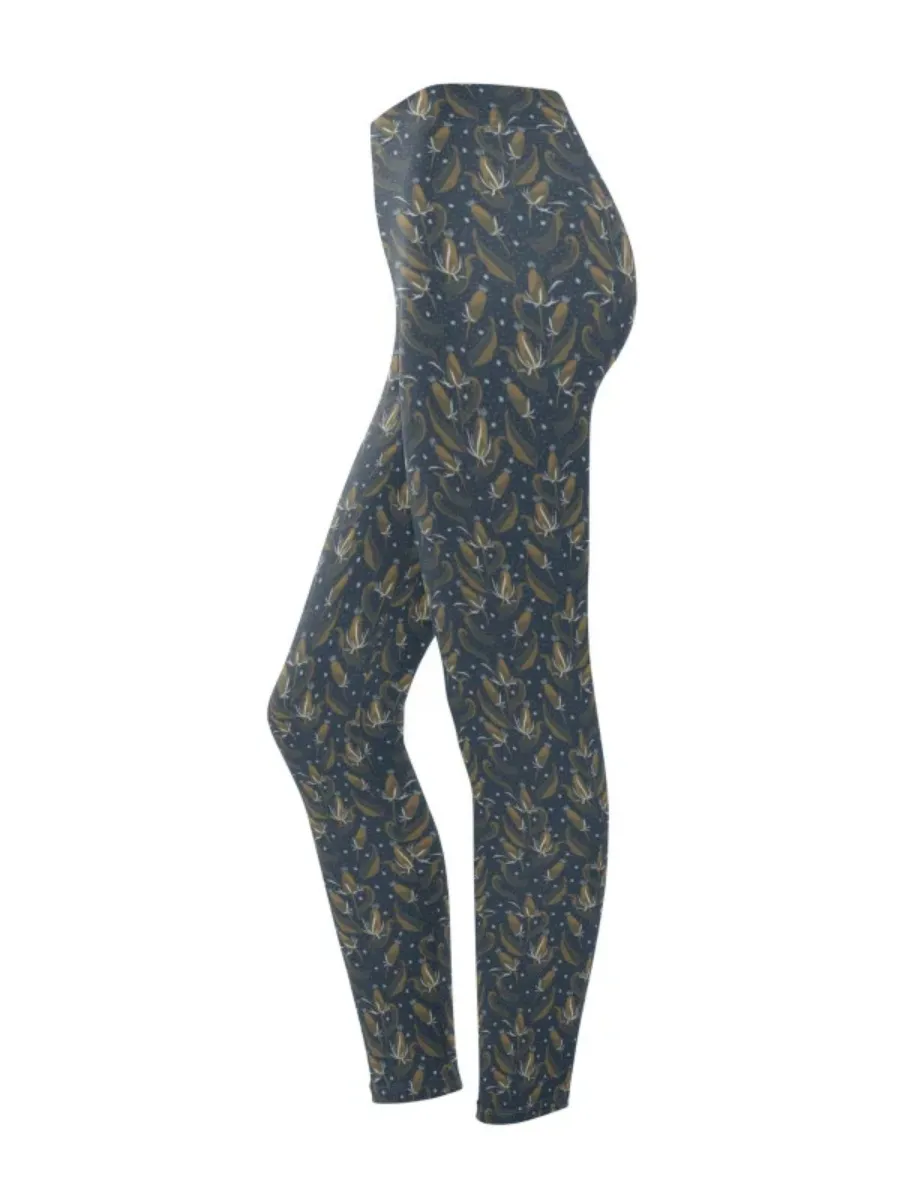 Dark Gold Floral Leggings