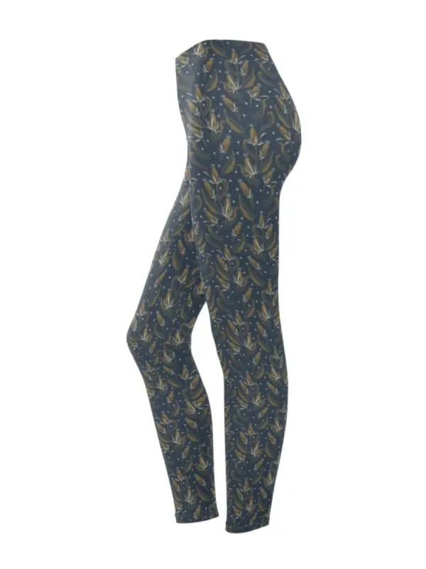 Dark Gold Floral Leggings