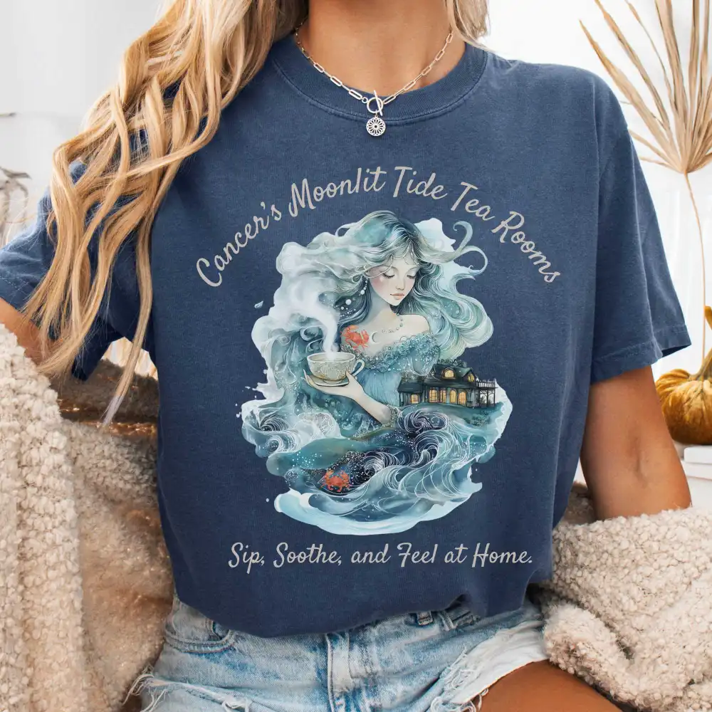 Cancer's Moonlit Tide Tea Rooms Zodiac Shirt