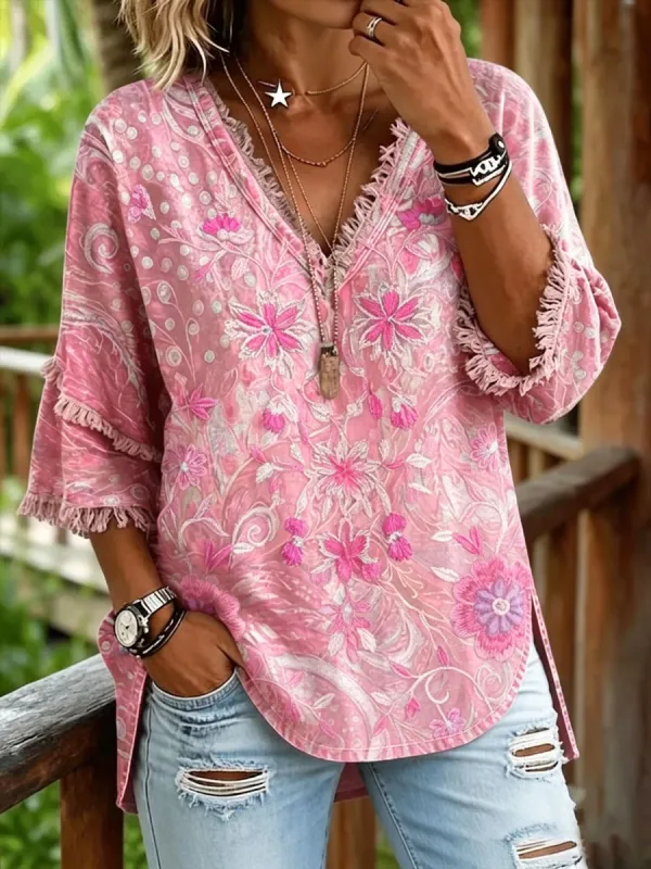 Women'S Casual Floral Print Top