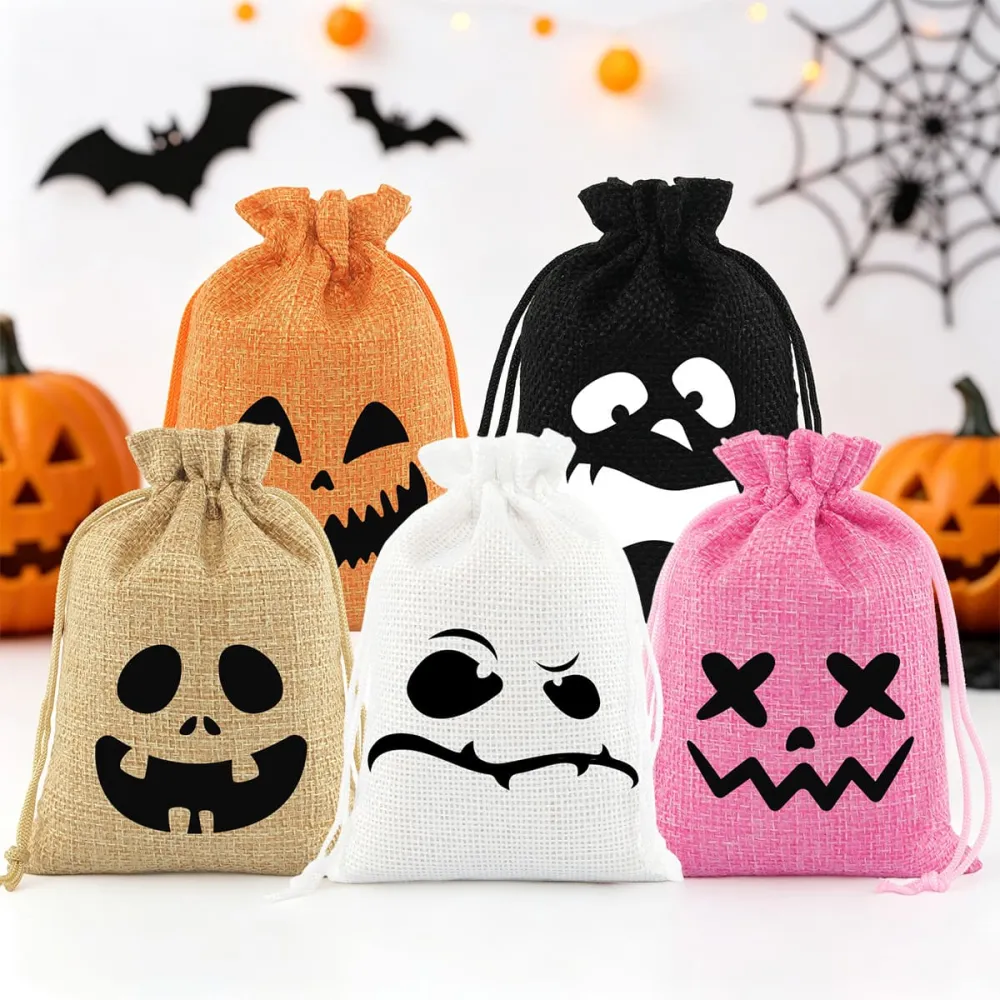 5Pcs Halloween Funny Ghost Snack And Candy Storage Bag