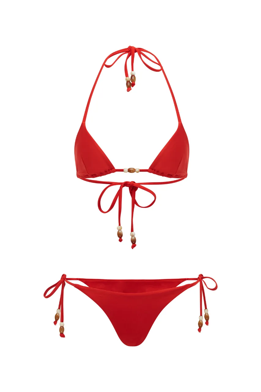 Red Halter Neck Swimsuit