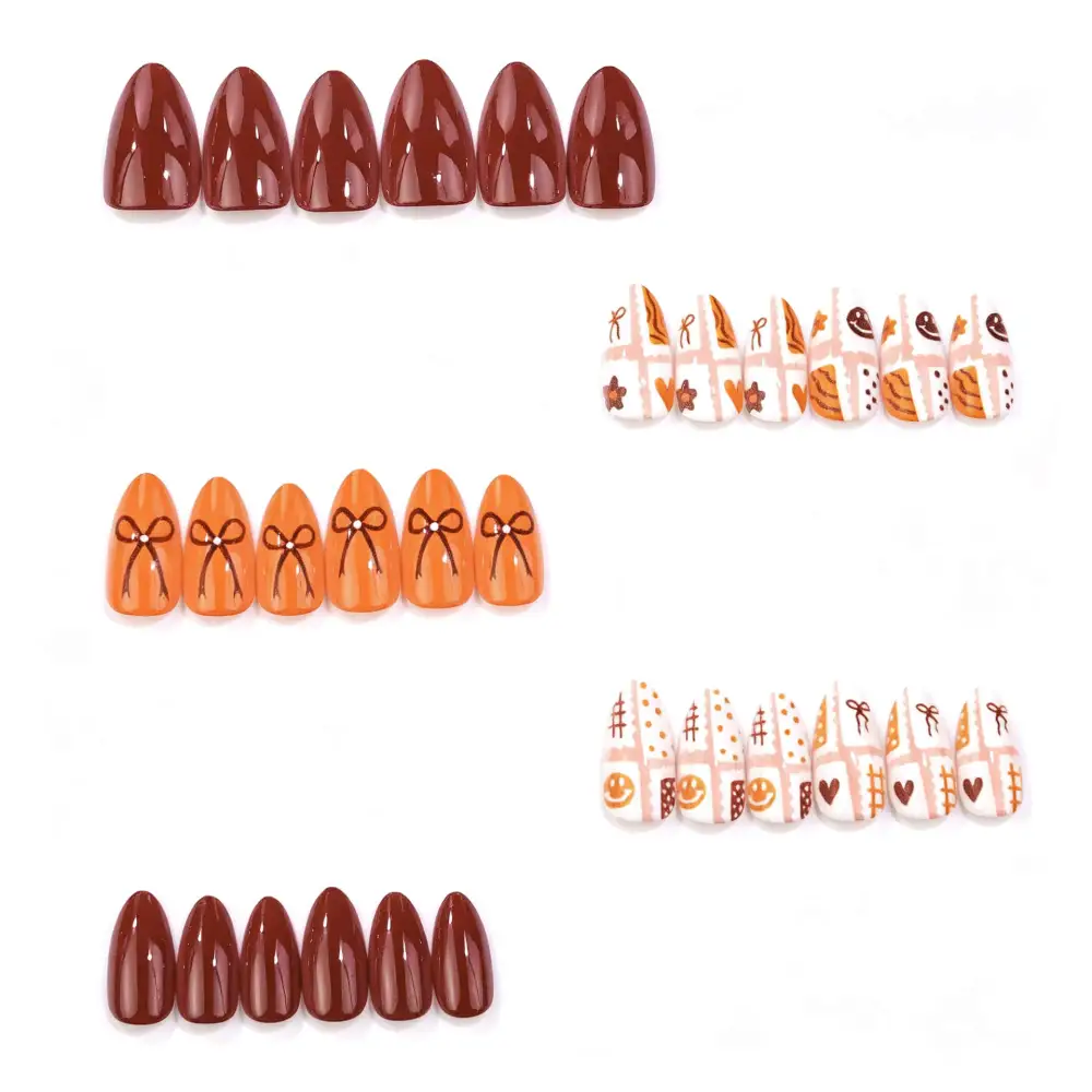 Nailhour 30Pcs Vintage Autumn Medium Almond Press On Nails