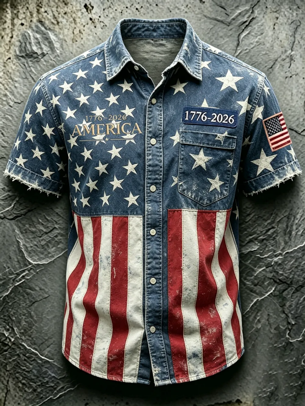 Men'S Casual 250Th Anniversary Printed Collar Shirt