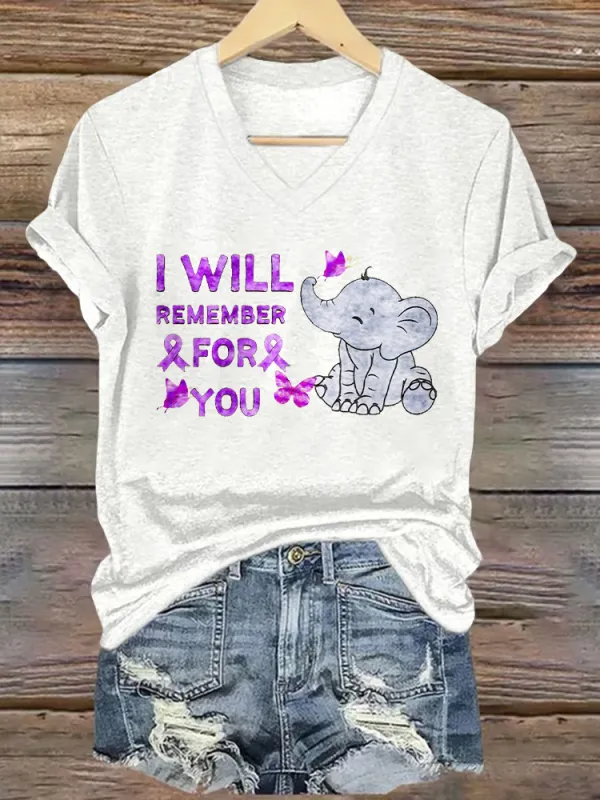 Women's  I Will Remember For You V-Neck T-Shirt