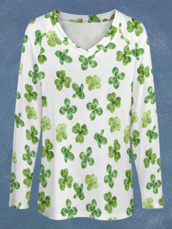 Lucky Clover V-Neck T-Shirt