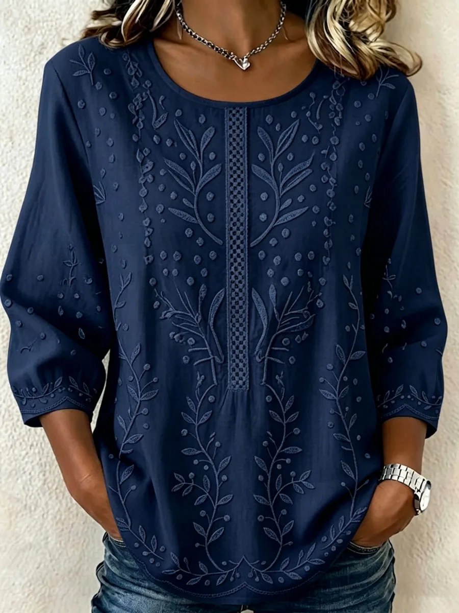 Women'S Casual Cotton And Linen Top