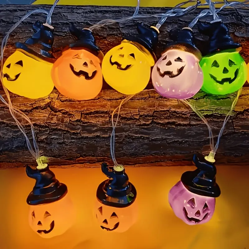 Halloween Four-color Pumpkin LED Ambient Decorative String Lights