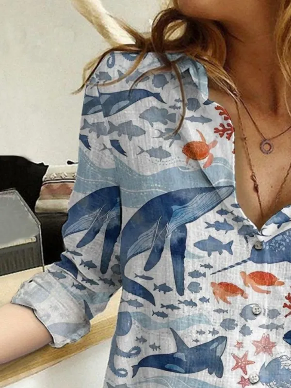 Ocean Whale Print Shirt