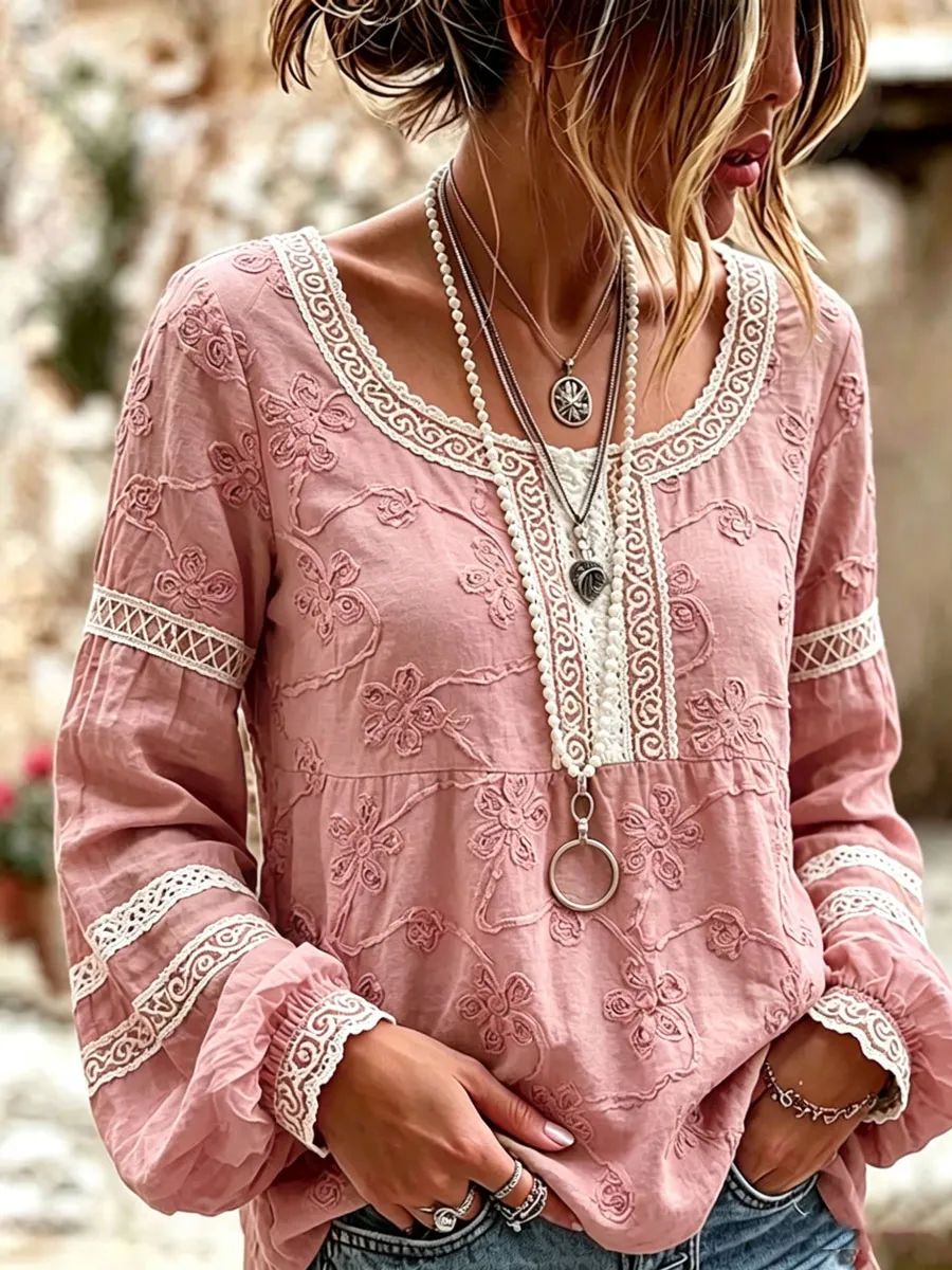 Women'S Retro Floral Print Top