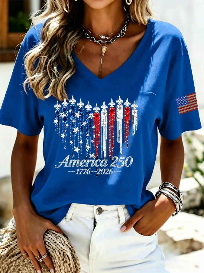 Women's Casual 250th Anniversary Independence Day Printed T-shirt