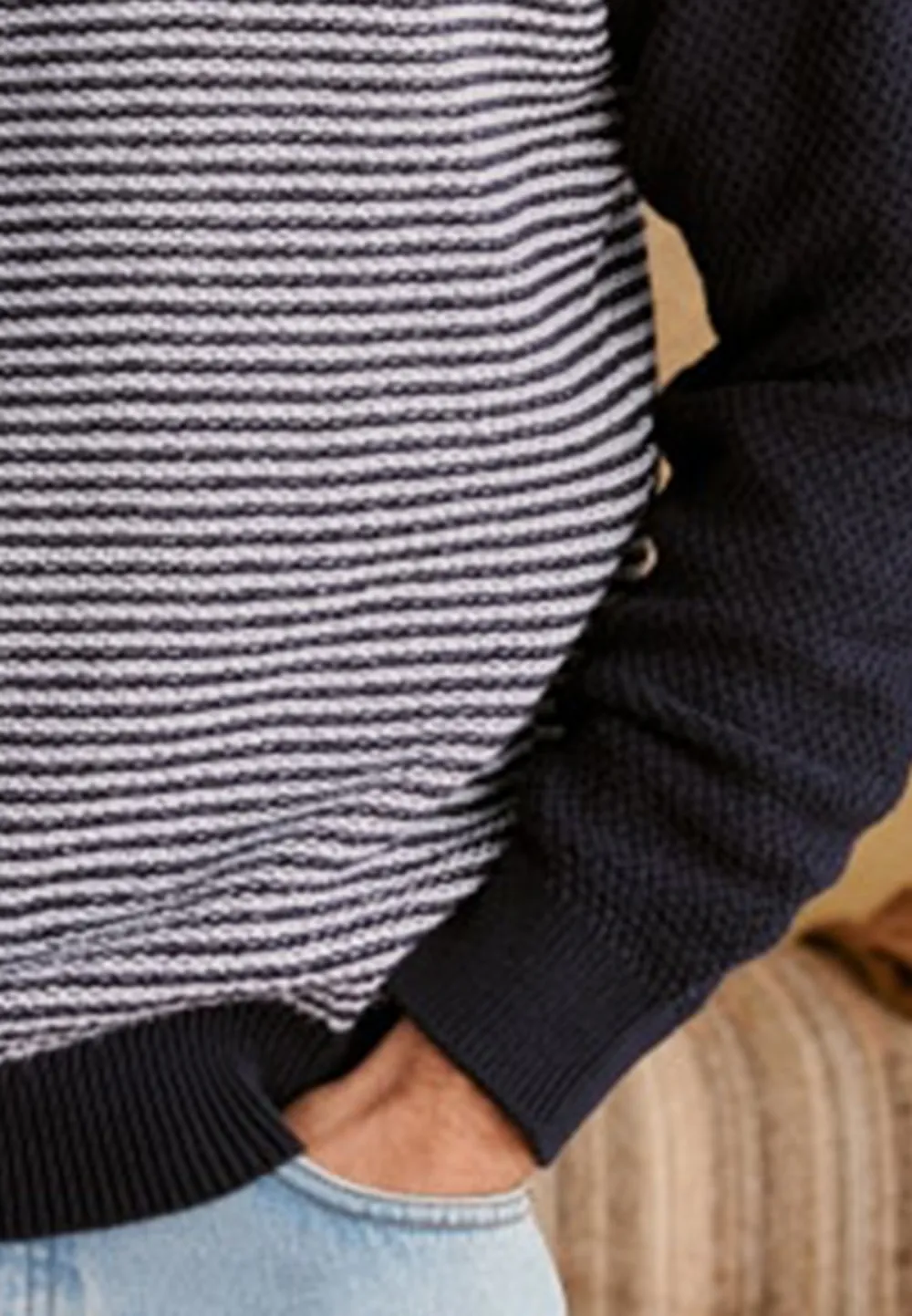  Sweater-Navy＆Ecru