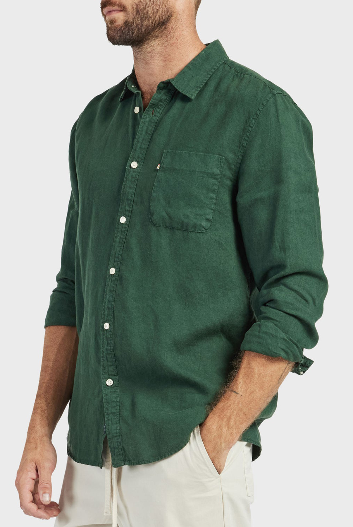 Hampton Linen Shirt-Ash grey