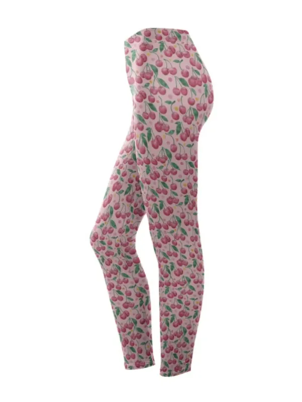 Cherry Printed Casual Leggings