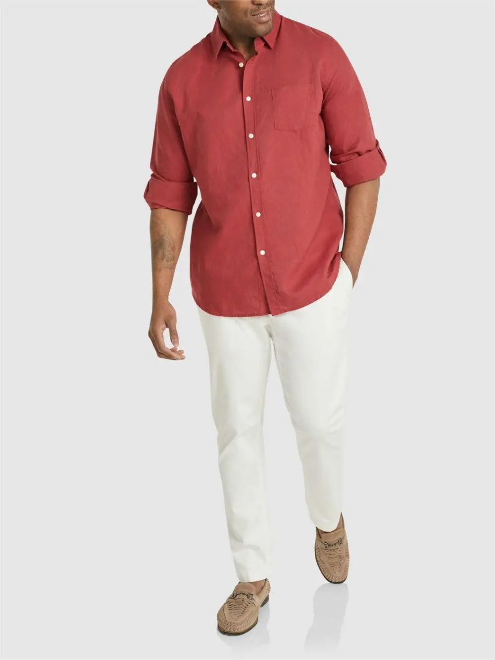 Business Casual Fit Linen Long Sleeve Shirts