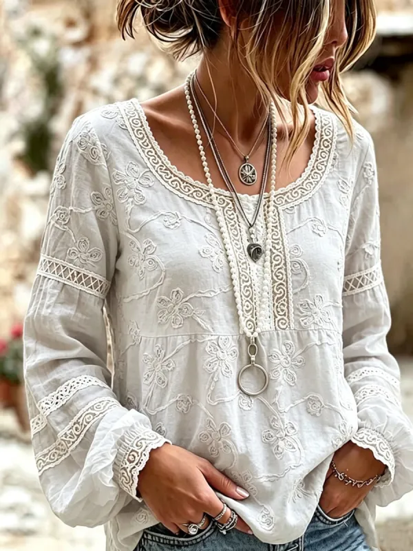 Women'S Retro Floral Print Top