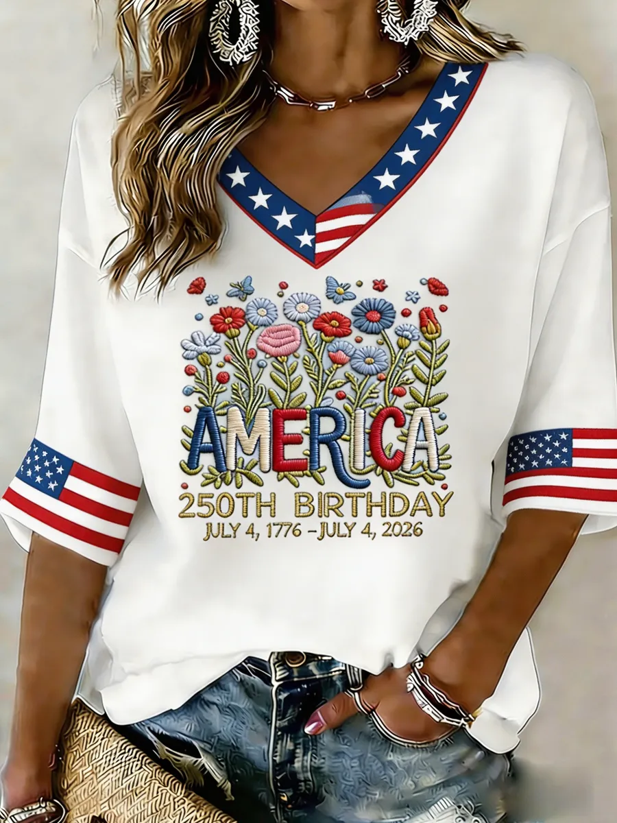 Women'S Patriotic 250Th Happy Birthday Commemorative Short Sleeves