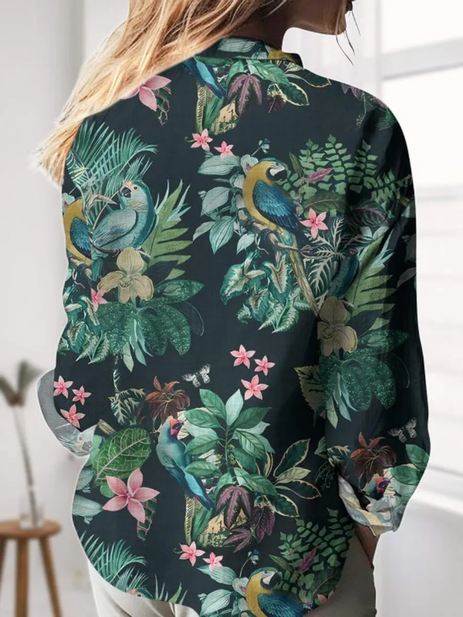 Jungle Parrot Print Shirt