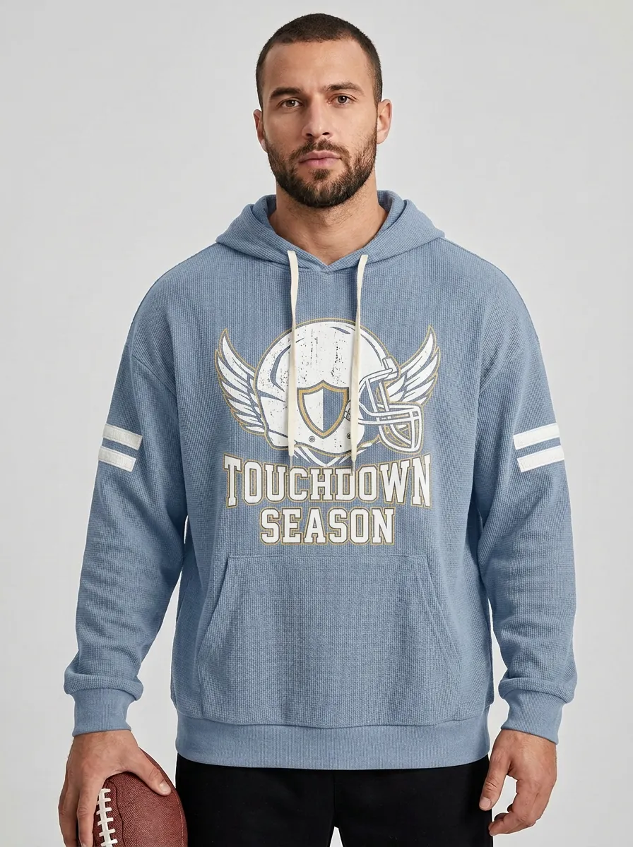 Men's American Football Winged Helmet Touchdown Season Hoodie