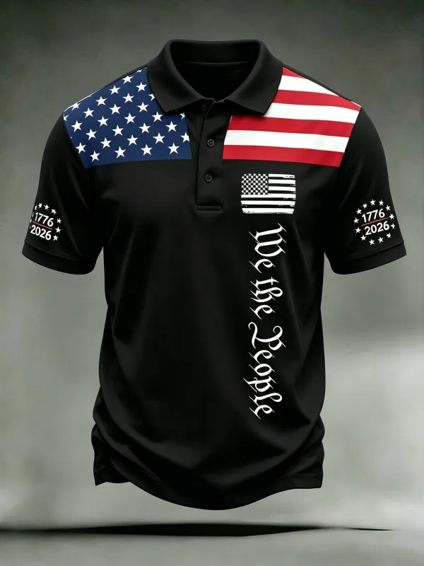 Men'S Casual 250Th Anniversary Celebration Of The Founding Of The United States Independence Day Personalized Printed Polo Shirt
