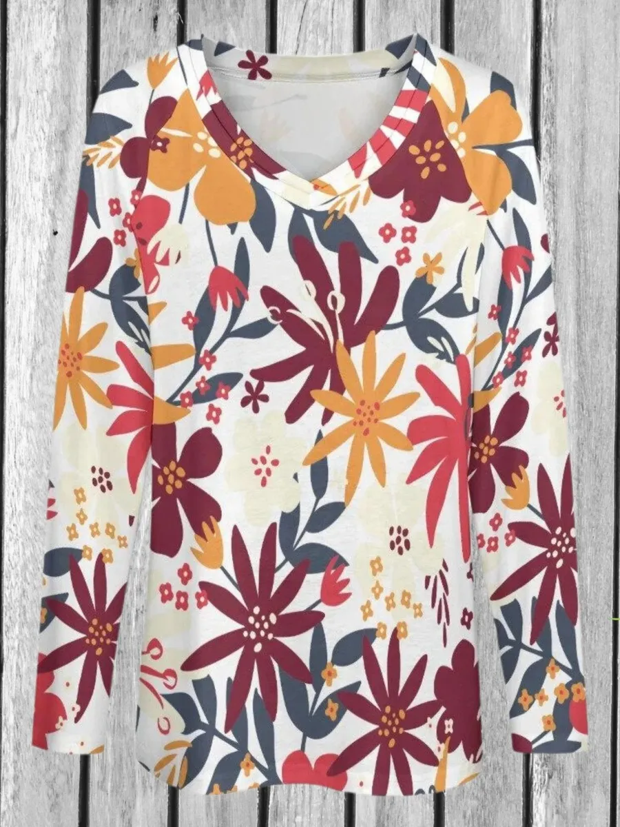 Modern Floral Print T-Shirt