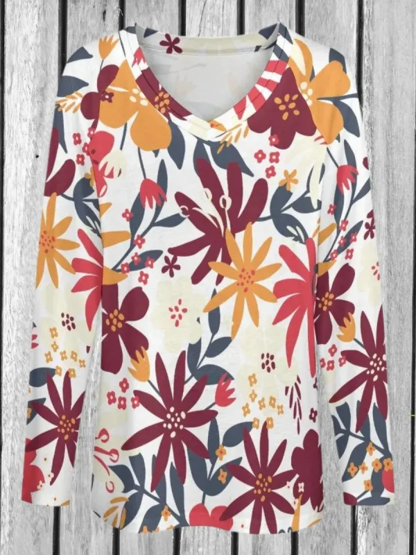 Modern Floral Print T-Shirt