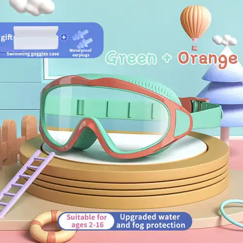 🏊‍♂️ ✨HD children's large frame waterproof and anti-fog swimming goggles|fit for kids ages 2-16.