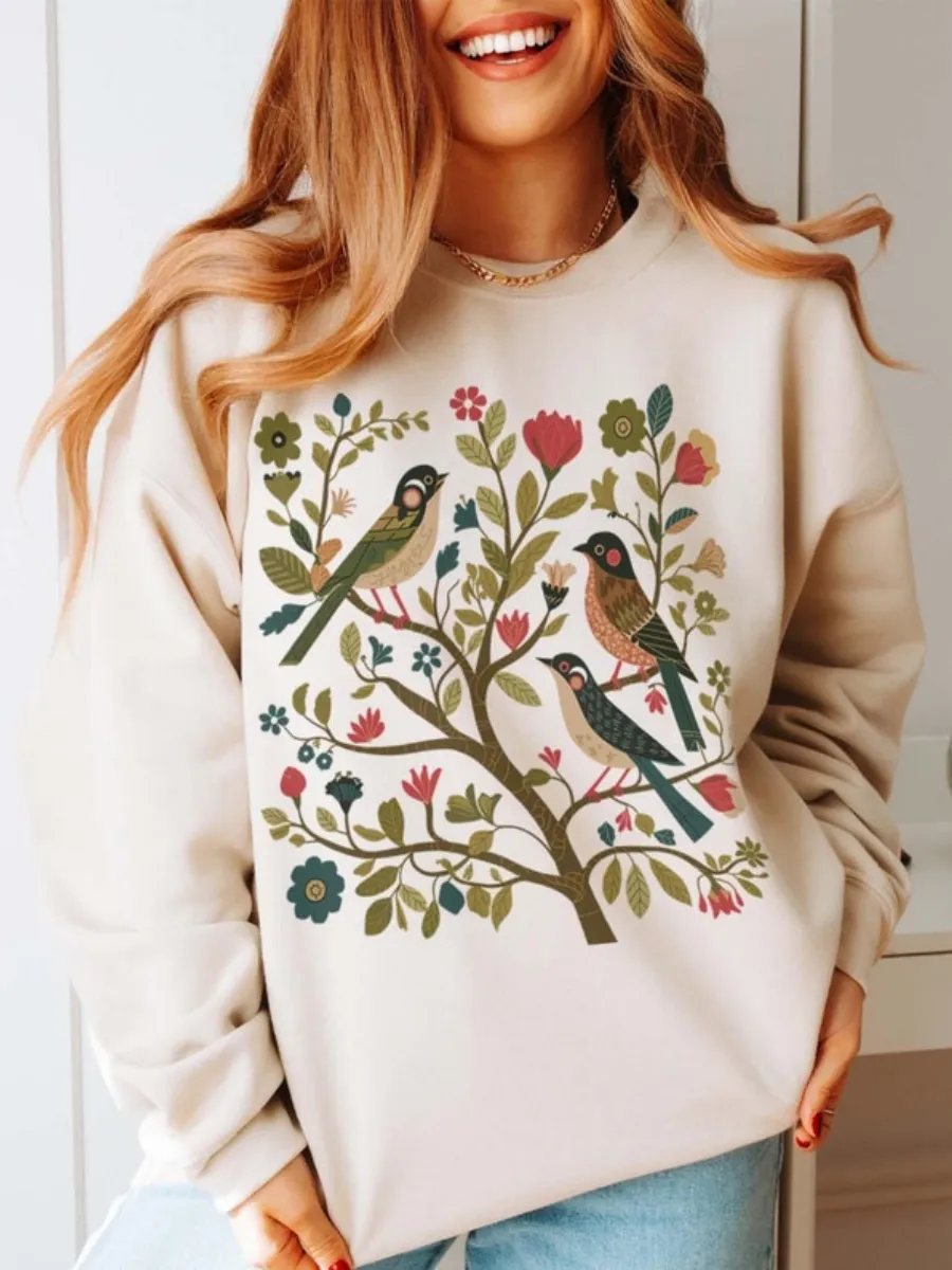 Floral and Bird Sweatshirt