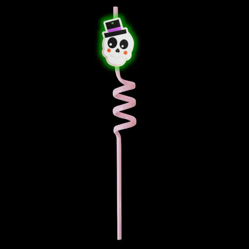 12Pcs Halloween Theme Night Light Decorative Straws