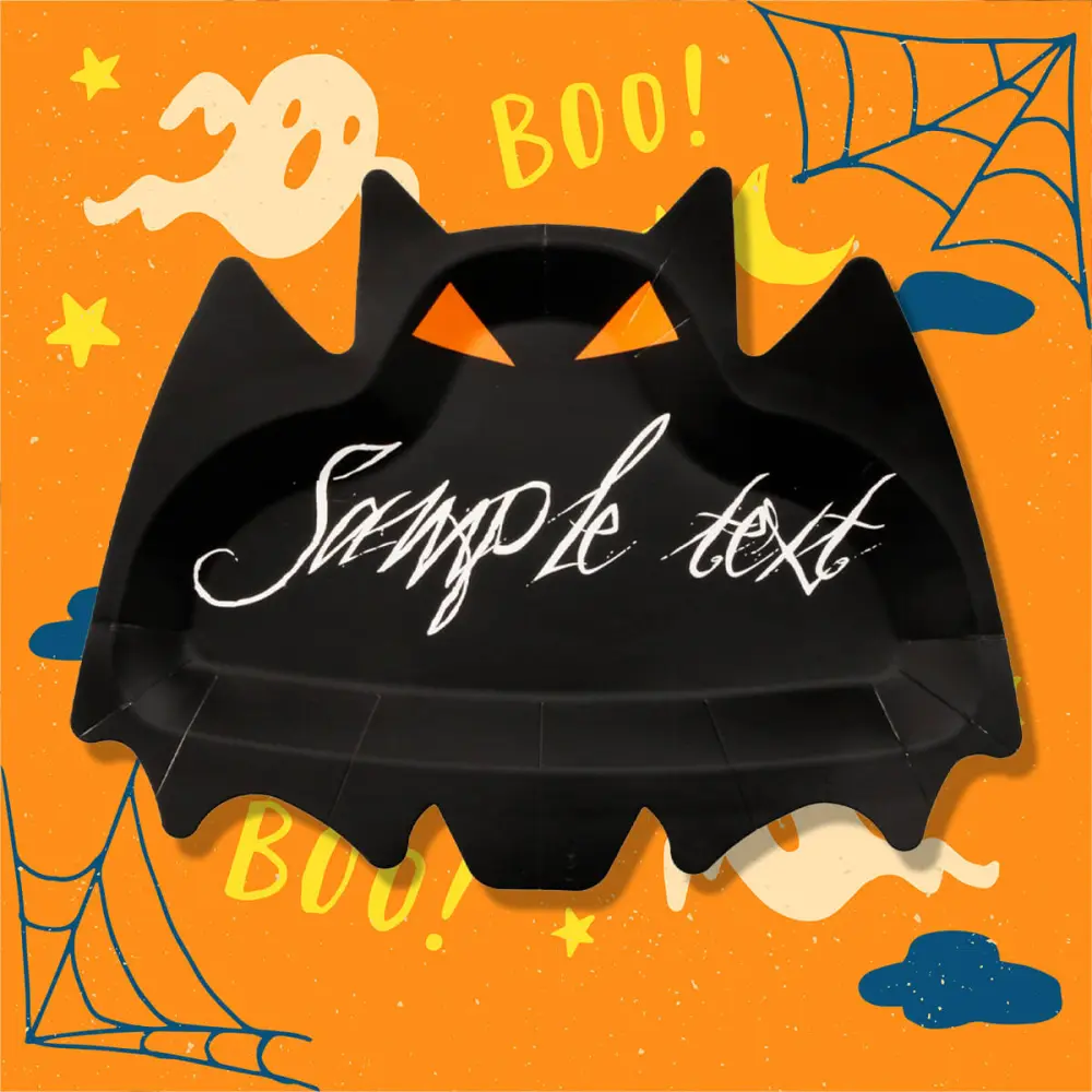 10 Pcs Halloween Series Bat Birthday Party Alien Paper Plates (Disposable)