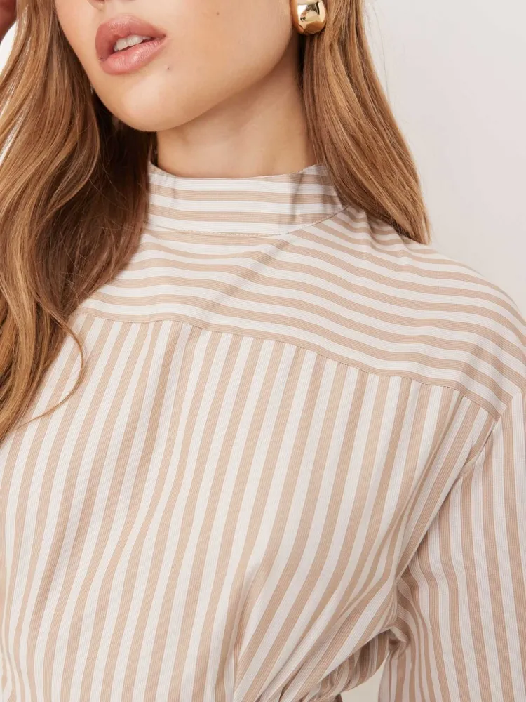 Striped Mock Neck Mini Dress