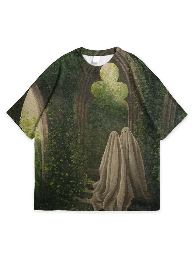 Men'S Halloween Retro Art Simple Round Neck Top Tshirt