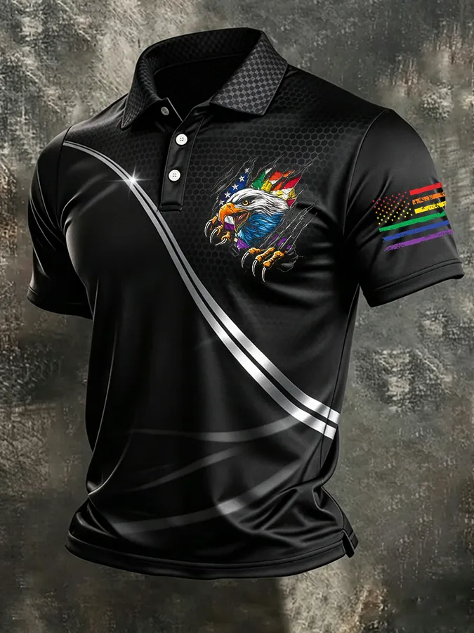 Men'S Pride Month Print Casual Polo Shirt